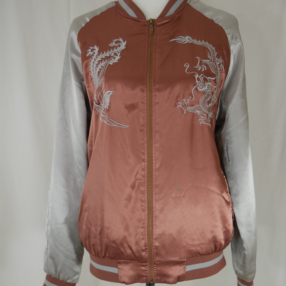 Standard Issue Coppery Pink Satin Bomber Jacket